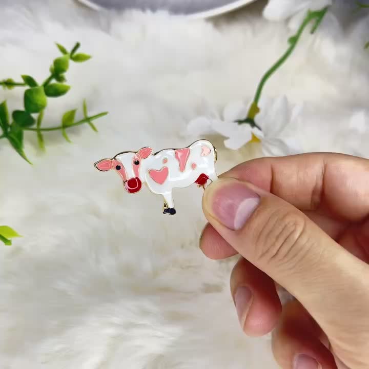 Zodiac Cow Collar Pin Brooch, Personalized Gift